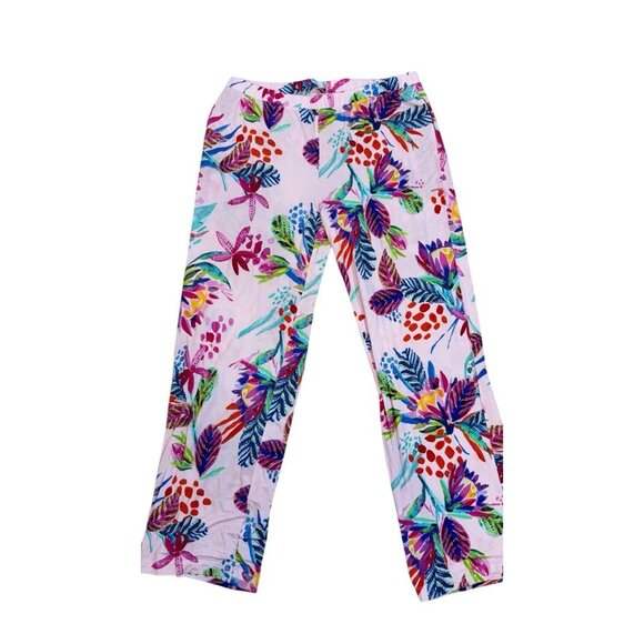 Soma 2 Piece Pajama Set Size Large Short Sleeve Tropical Floral Pink & Multic - Picture 9 of 9